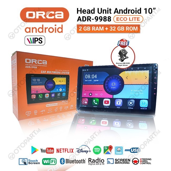 Head Unit Tv Android 9 Inch Orca Adr-9988 Eco Lite