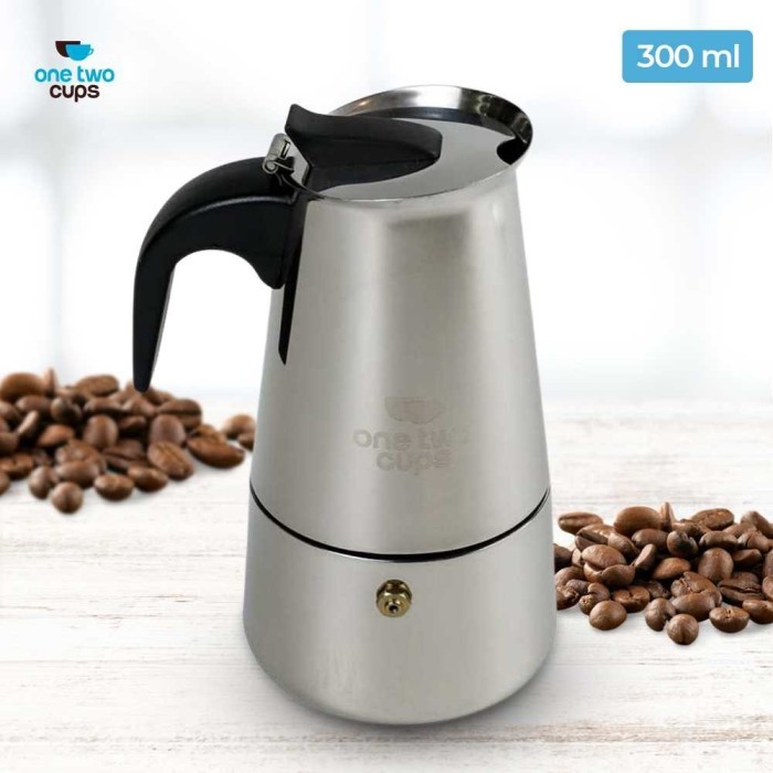 CUCI GUDANG Teko Moka Pot Alat Pembuat Kopi Espresso Coffee Maker Besar 300 ml 6 Cup Bahan Stainless