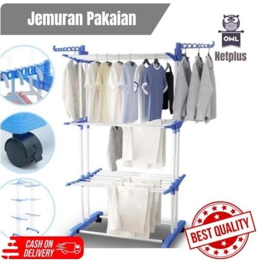 Jemuran Baju / Jemuran Handuk / Jemuran 3 Tingkat Stainless Steel Original Dan Terpercaya
