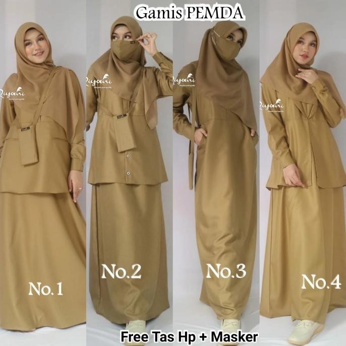 Seragam Kerja Gamis Khaki Pns Pdh Guru Pemda Terbaik