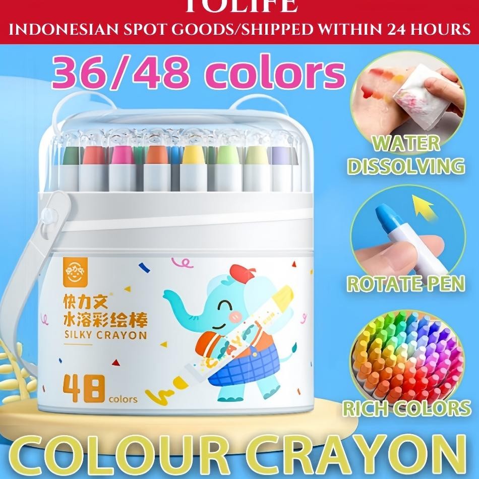 

In Towahable Ily Crayon 36 48 Warna Colorful Buet Rayon Mewarnai Alat Warna Et Ana Wipe And Clean