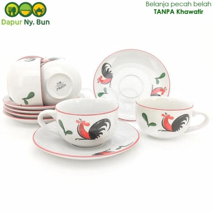 

READY 6 PASANG CANGKIR SET SERI 6 AYAM JAGO SERI 2 - CANGKIR KOPI - TEH