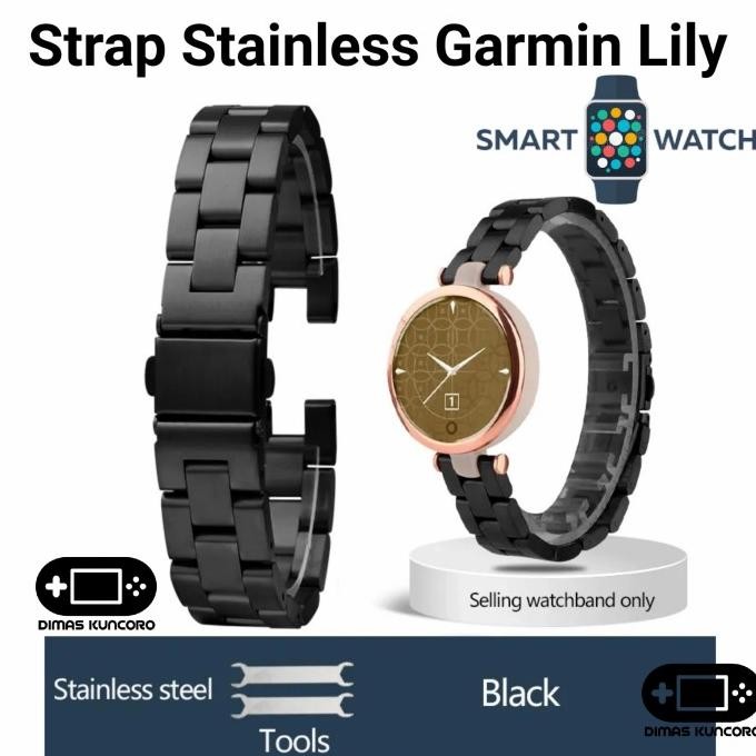 promo strap stainless garmin lily tali jam tangan steel smartwatch
