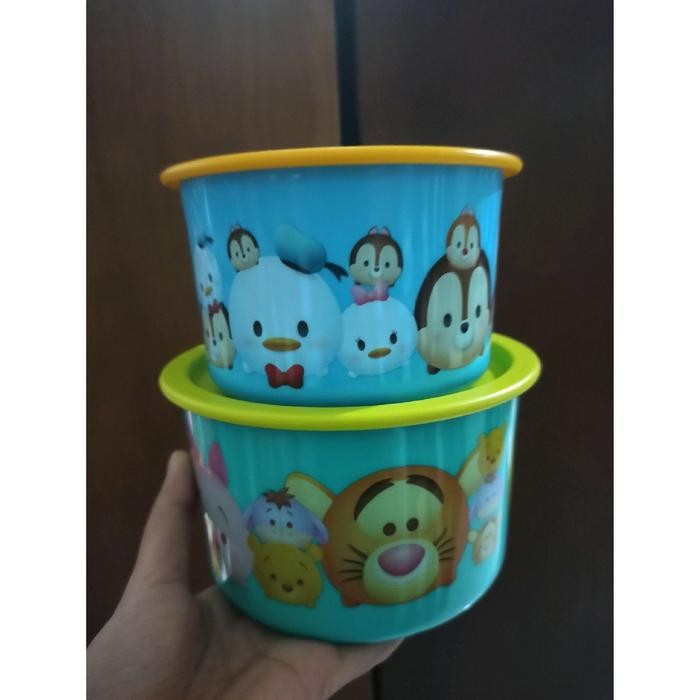 terbaru  disney canister 2pcs biru & tosca tupperware - original ready