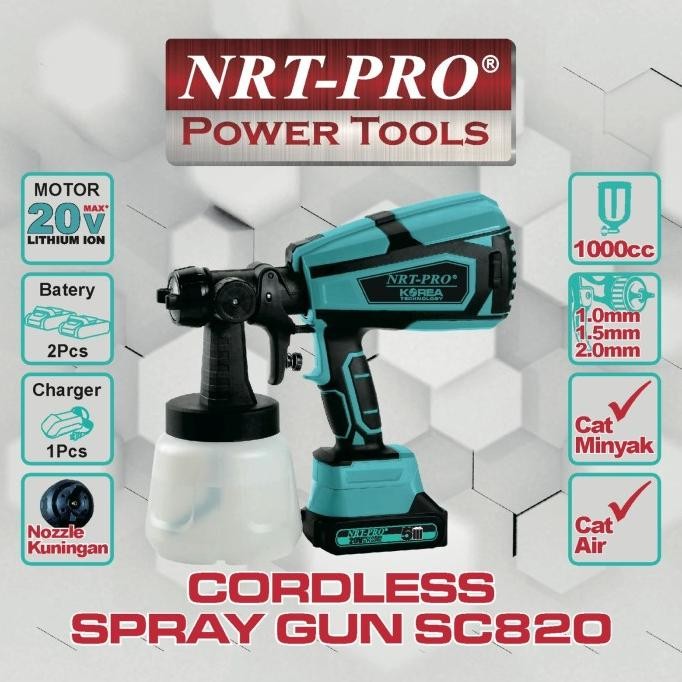 TERMURAH - NRT PRO SC 820 DC Cordless Spray Gun Baterai / Nozzle Kuningan
