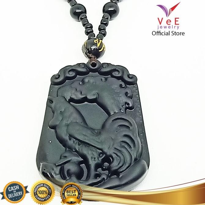 

READY KALUNG LIONTIN BATU GIOK ASLI CINA SHIO AYAM - VEE PENDANT WANITA PRIA