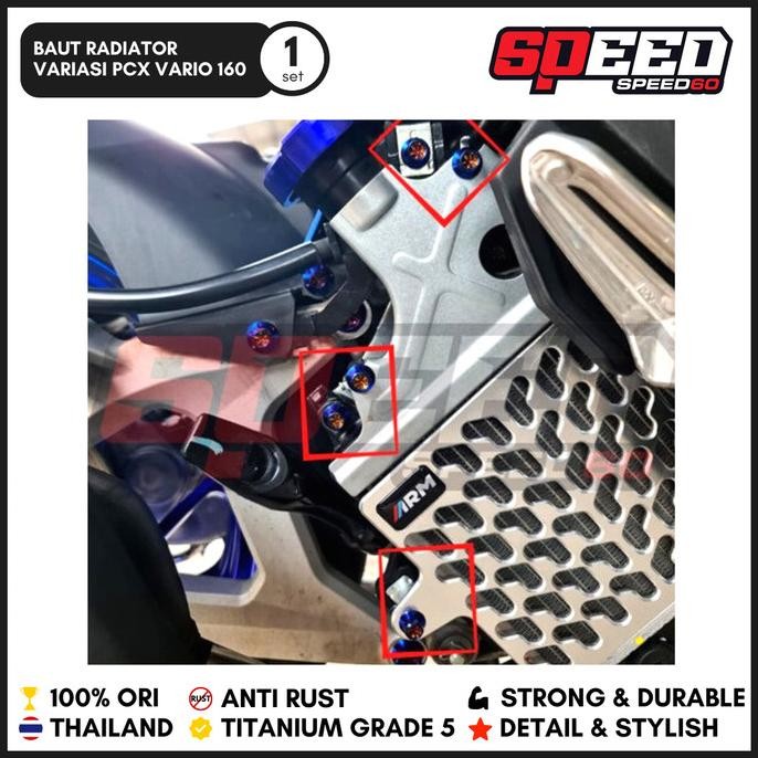 Ori - Titanium Probolt Baut Cover Radiator Honda PCX 160 Vario 160 Grade 5