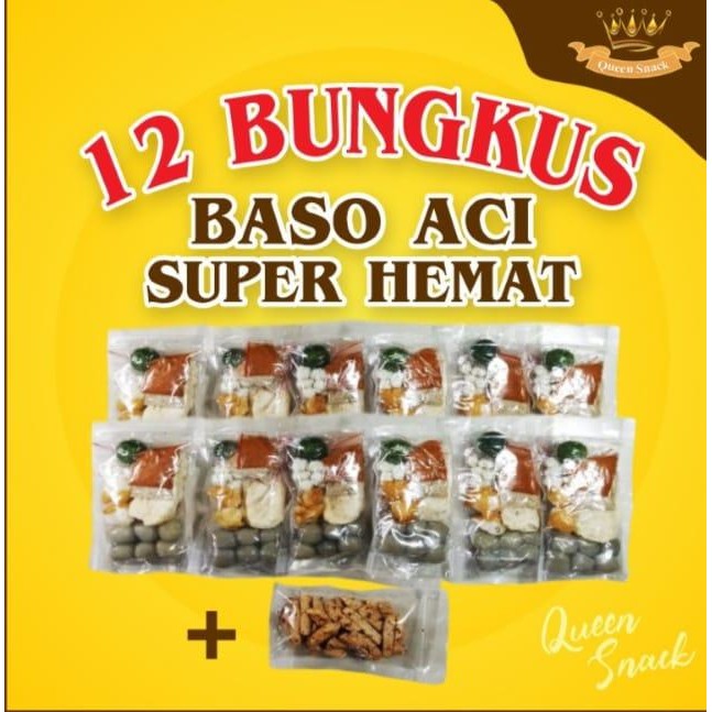 

MURAH 12 BUNGKUS BASO ACI BIASA + BASRENG PEDAS QUEEN SNACK Ayam Bawang Food Seblak