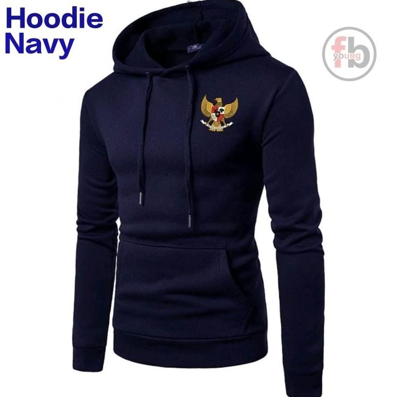 Sweater Kaos Kupluk Pria Logo Garuda Lengan Panjang