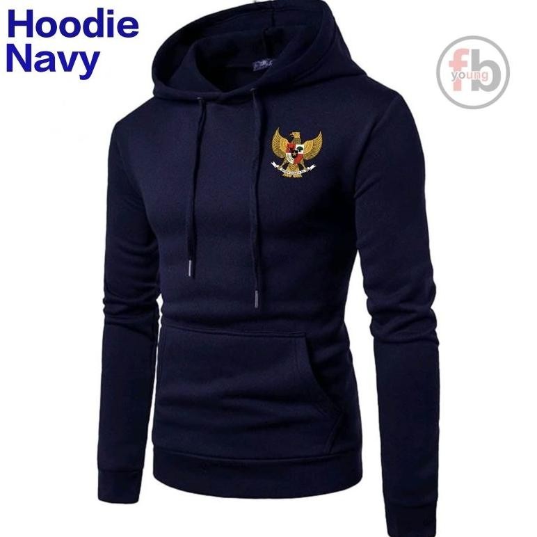 Hoodie Kaos Kupluk Pria Logo Garuda Lengan Panjang