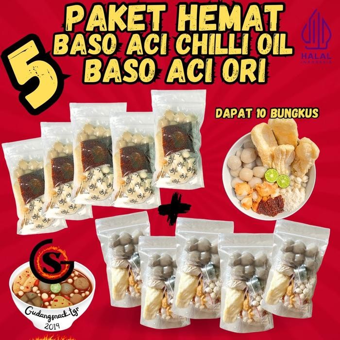 

GRATIS ONGKIR BUNDLING HEMAT 5 BASO ACI CHILLI OIL X 5 BASO ACI ORI BUBUK CABAI Food Kaldu Instan
