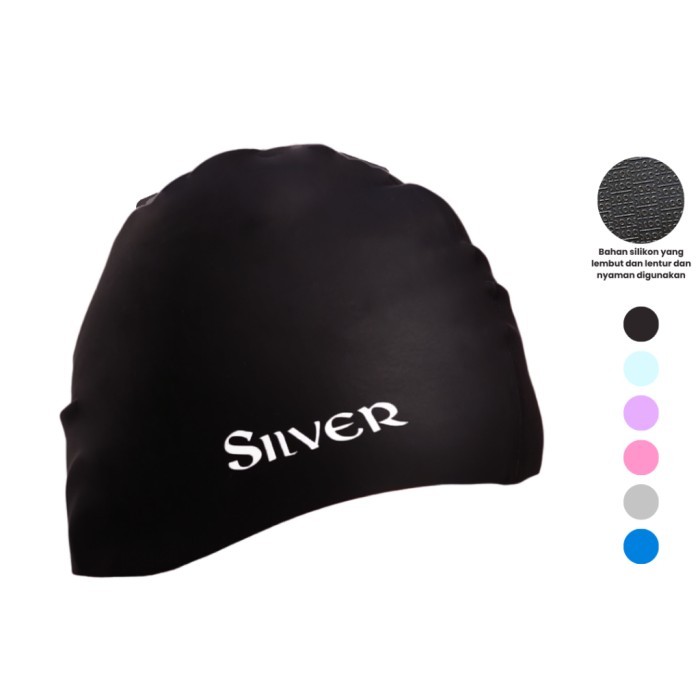 Topi Renang Dewasa Silver Silicone Swim Cap 17005.1088