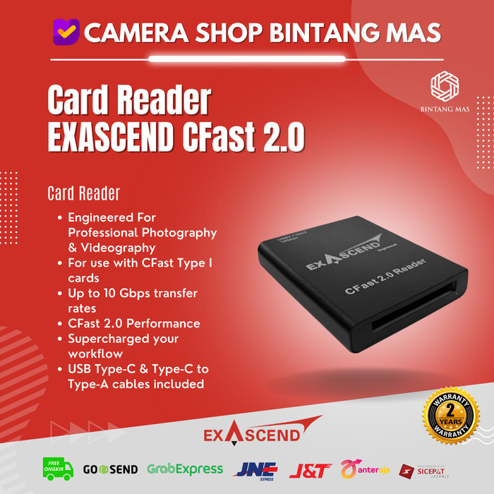 Memory Card Reader Exascend CFast 2.0 Data - Read: 500 MBPS - Garansi
