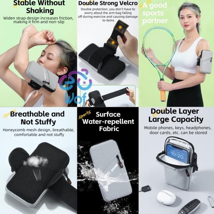 West Biking 365 Tas Hp Olahraga Lengan Tangan Lari Sepeda Outdoor Sports Phone Arm Bag Breathable Wa