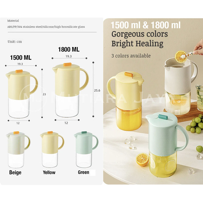 RELEA Botol Pitcher Teko Air Minum Water Jug 2L Kaca