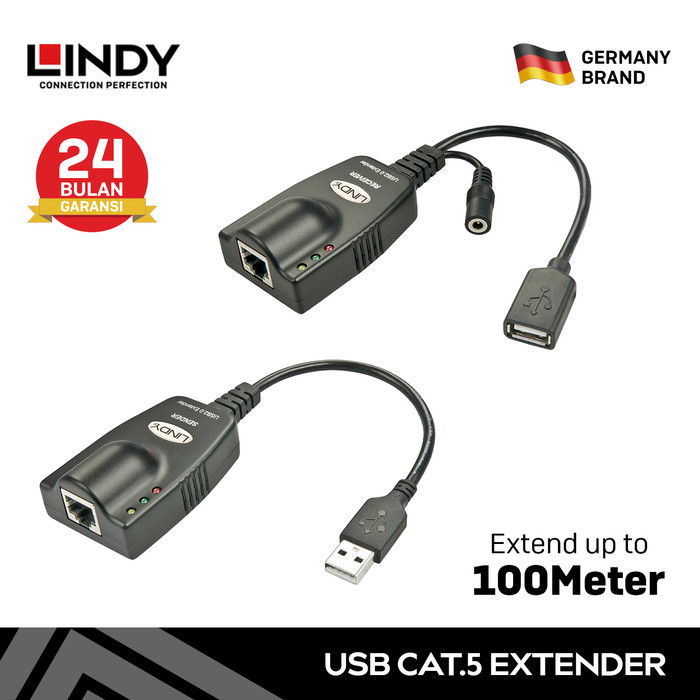 USB 2.0 CAT5e Extender LINDY UTP LAN CAT6, 100M