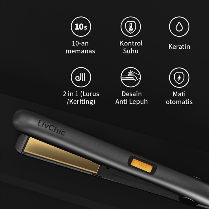 Livchic 2In1 Catok Rambut Untuk Meluruskan Dan Keriting Ringan Alat