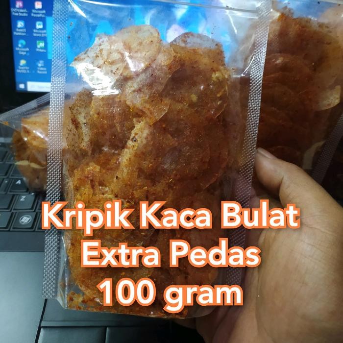 

KOMPLIT Promo !! Termurah Kripik Kaca bulat Extra pedas 100 gram kemasan Pouch Zipper oleh oleh khas