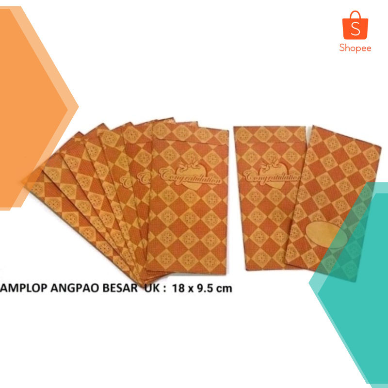 

Grosir (1 pak 10 lembar) Amplop Uang Murah /Angpau murah/Amplop lebaran - Tgg 16 x 8 cm Elegan