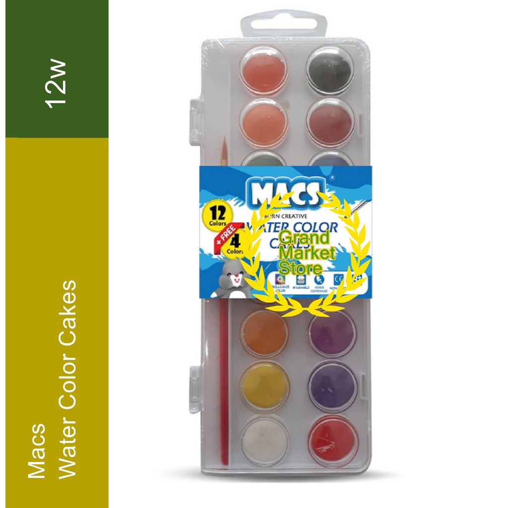 

MACS Cat Air Water Color Cakes 12 + Free 4 Warna Cat Warna Premium