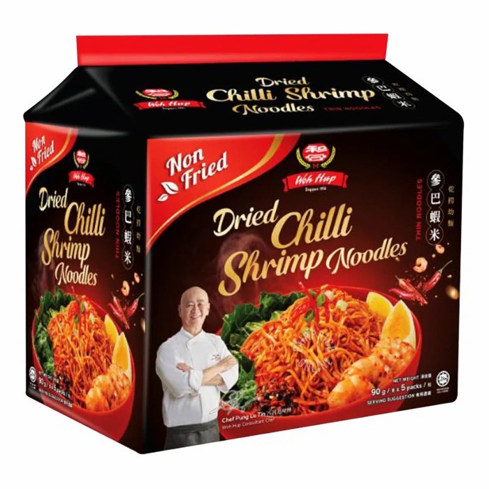 

Woh Hup Non-Fried Instant Noodles - Dried Chilli Shrimp 5 x 90g