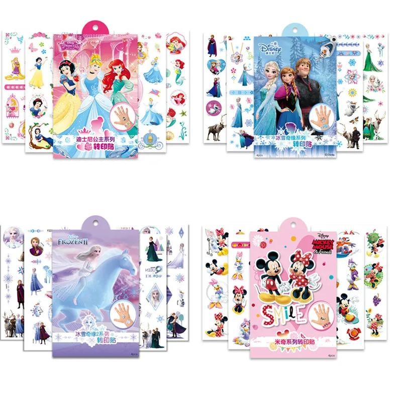 Disney Anime Mickey Tattoo Stickers Toy Frozen Princess Minnie Art Waterproof Kids Temporary Tattoo 