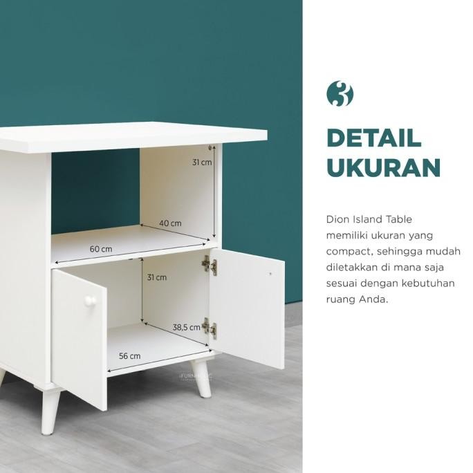 IFURNHOLIC Dion Island Table | Meja Makan Dapur & Kabinet Penyimpanan Original dan Terpercaya