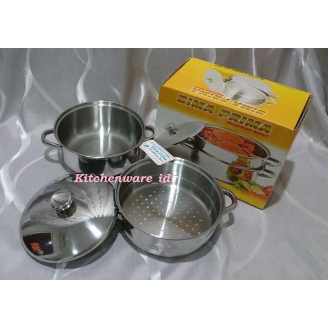 

Produk Baru!! Panci BIMA Stainless steel POT & Steamer 20 Cm / kukusan 2 susun