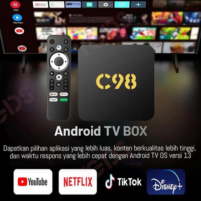 YGDS C98 ANDROID TV BOX ANDROID 13.0 OS RAM 4GB ROM 32GB WIFI 5G/2.4G BLUETOOTH SMART TV BOX 4K ULTR