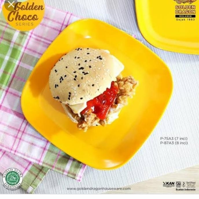 ><><><] P75A3 | Piring Makan | Piring Melamin | Piring Kotak 7 Inch 2 Warna