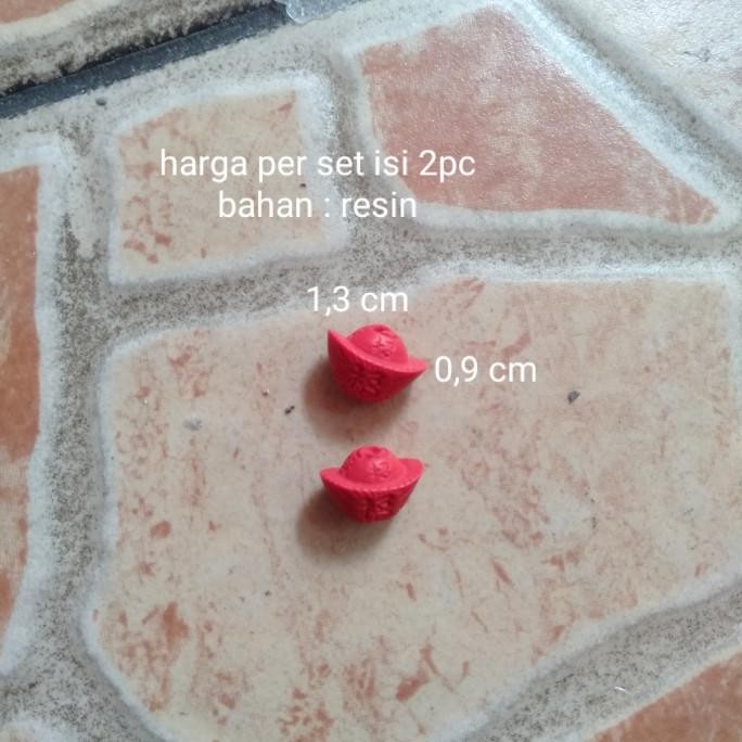 ------] Miniatur Uang China Uang Ingot Warna Merah 2pc