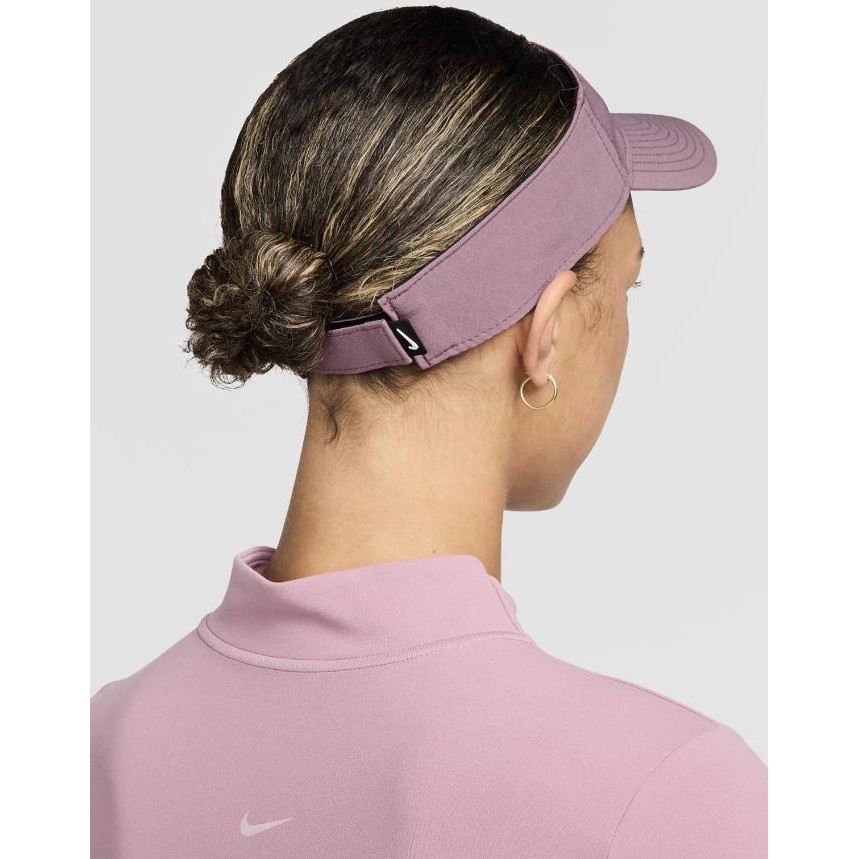 CO (100% ORIGINAL) NIKE Dri-FIT Ace Swoosh Visor Tennis Golf Hat Plum Dust/Anthracite/White Topi Ten