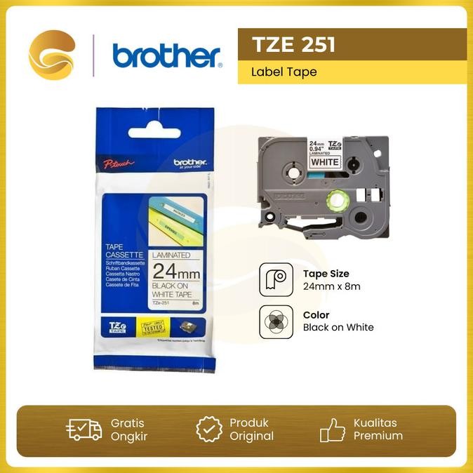 

CO BROTHER Label Tape TZE 251 24mm Black On White