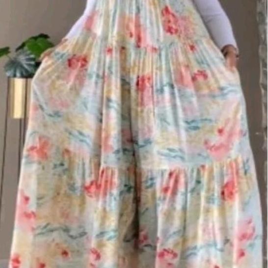 Siap Kirim Overall Long Dress Pantai motif bunga Rayon premium Wanita Santai Panjang Outer Gamis Nya