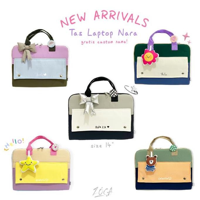 new zoca tas laptop nara 14" / tas laptop jinjing (bisa custom nama)