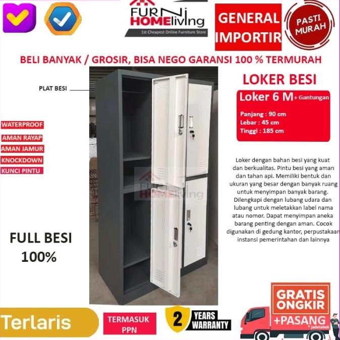 

Promo Lemari Loker Locker Cabinet 6 Pintu Full Besi