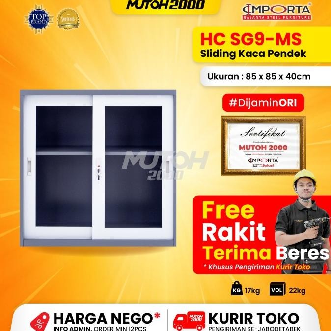 

Importa Lemari Arsip Besi Pendek Half Cabinet 2 Pintu Sliding Kaca Pintu Geser Importa Sg9-Ms