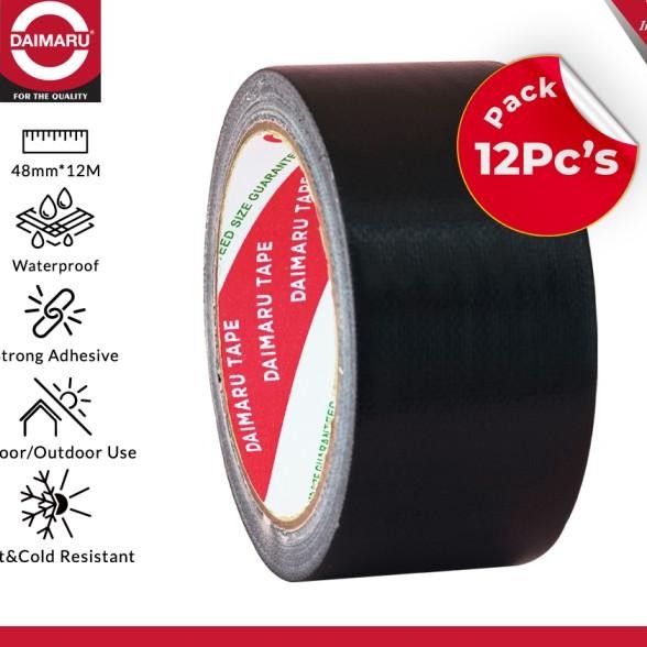 

Paet 12Pc Daimaru Cloth Tape Laban Ain Hitam 48 Mm 12 Meter