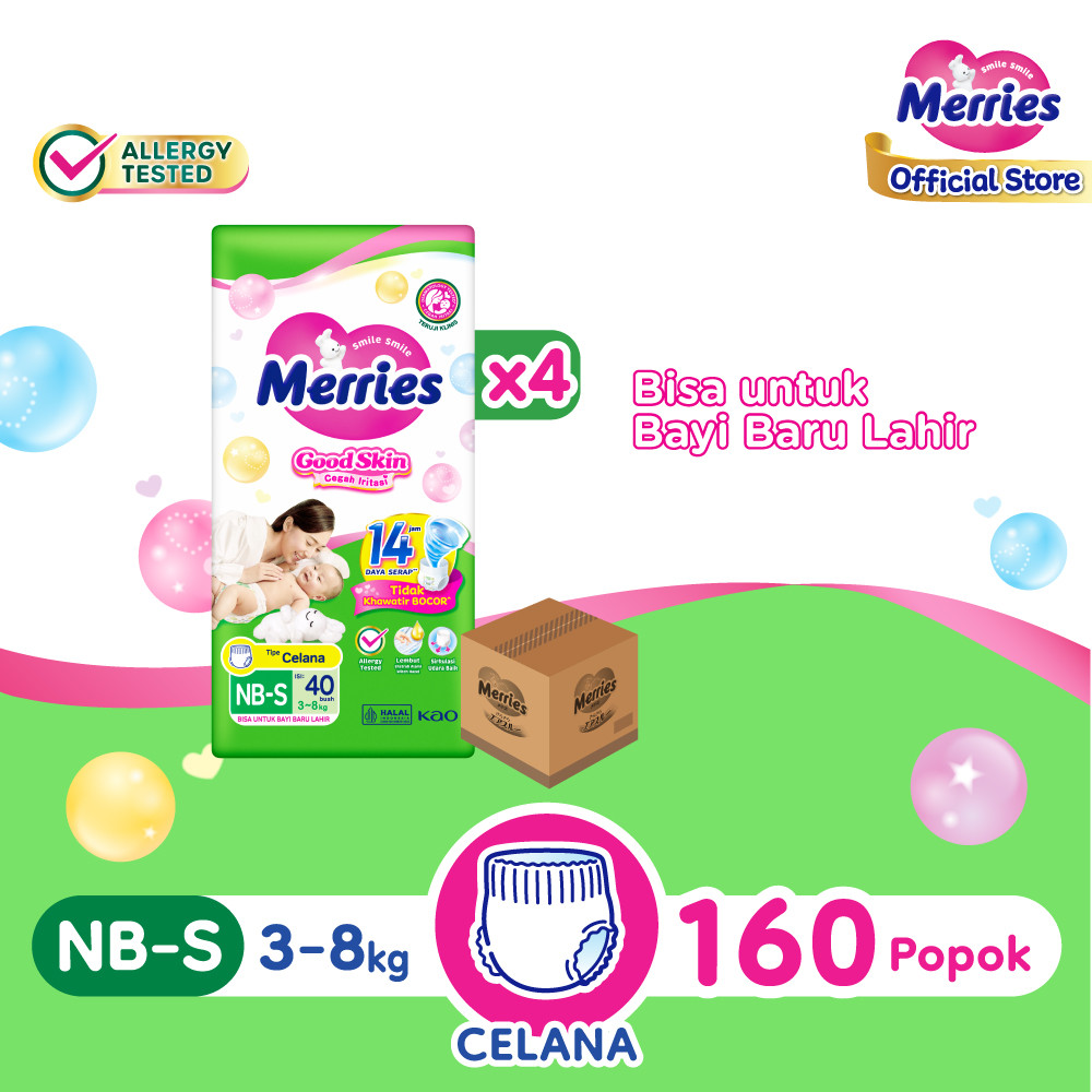 Merries Good Skin Pants Popok Bayi NB-S (3- 8kg) Isi 40 Buah Carton