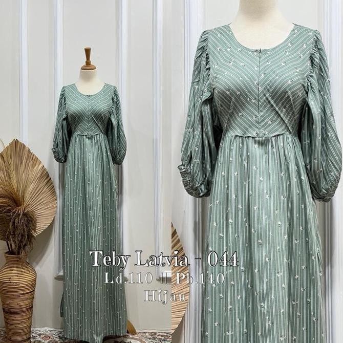 Daster arab Latvia by Teby original lengan balon Ld 110 Pb 140 busui Rayon