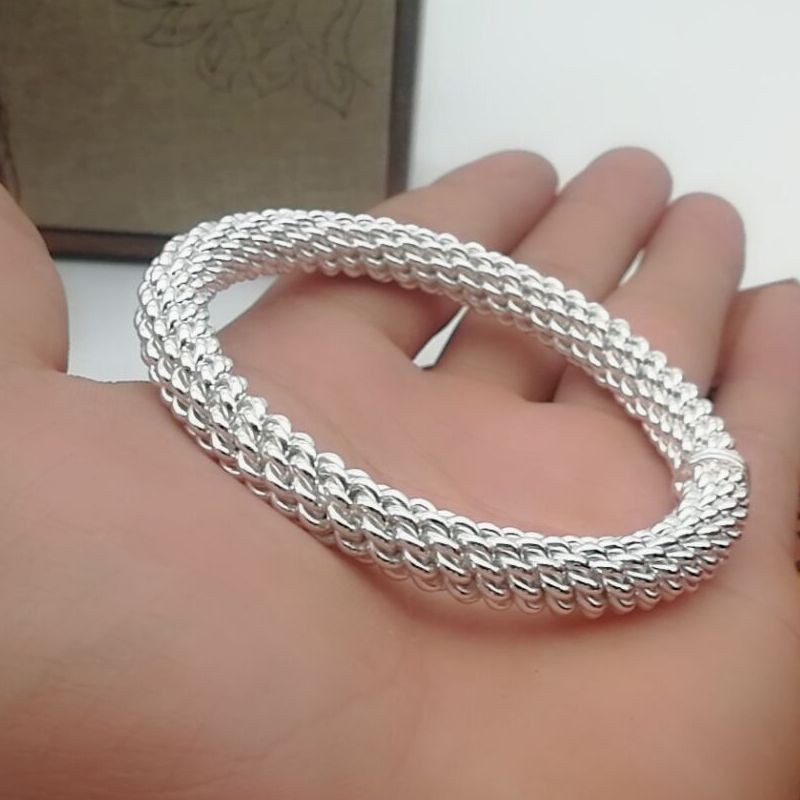 Gelang Perak untuk Pria dan Wanita, Perhiasan Perak Buatan Tangan Multi-Strand Terbuka dan Tertutup 