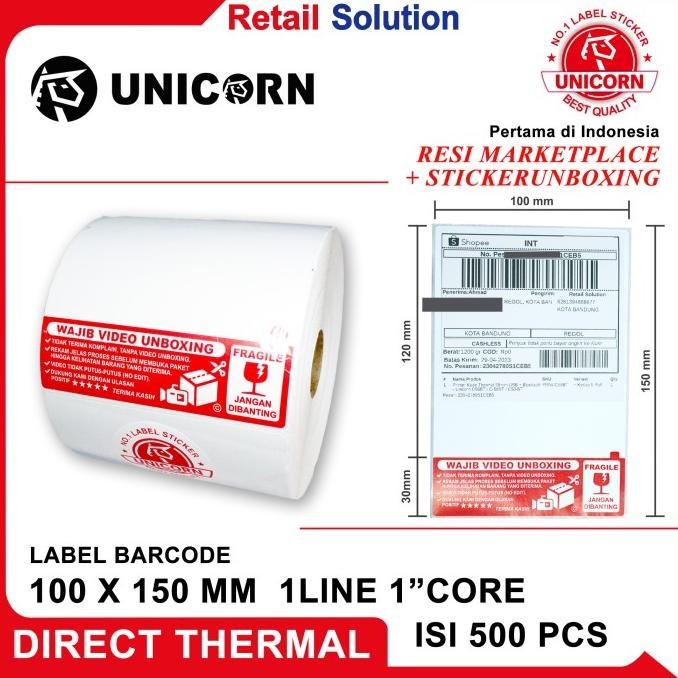 

HRG DISKON Stiker Label Thermal AWB Resi Alamat Unboxing Fragile A6 100x150 @500