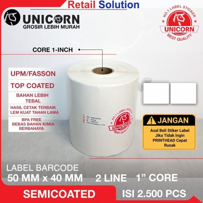 

HRG DISKON Sticker Label Barcode 50x40 mm @2500 pcs Semicoat