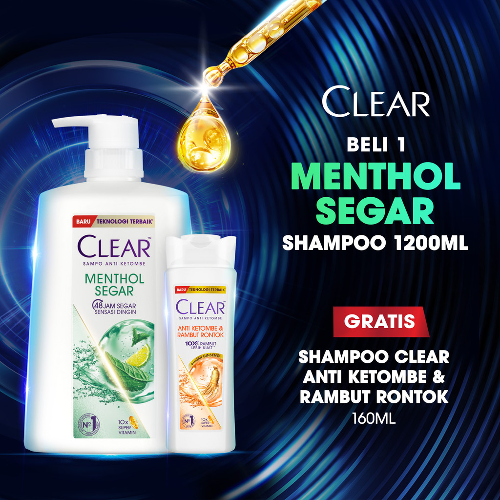 NEW Buy CLEAR Ice Cool Menthol Shampoo 1200 mL Free Clear Anti Hair Fall 160mL [terbaik][terlaris]