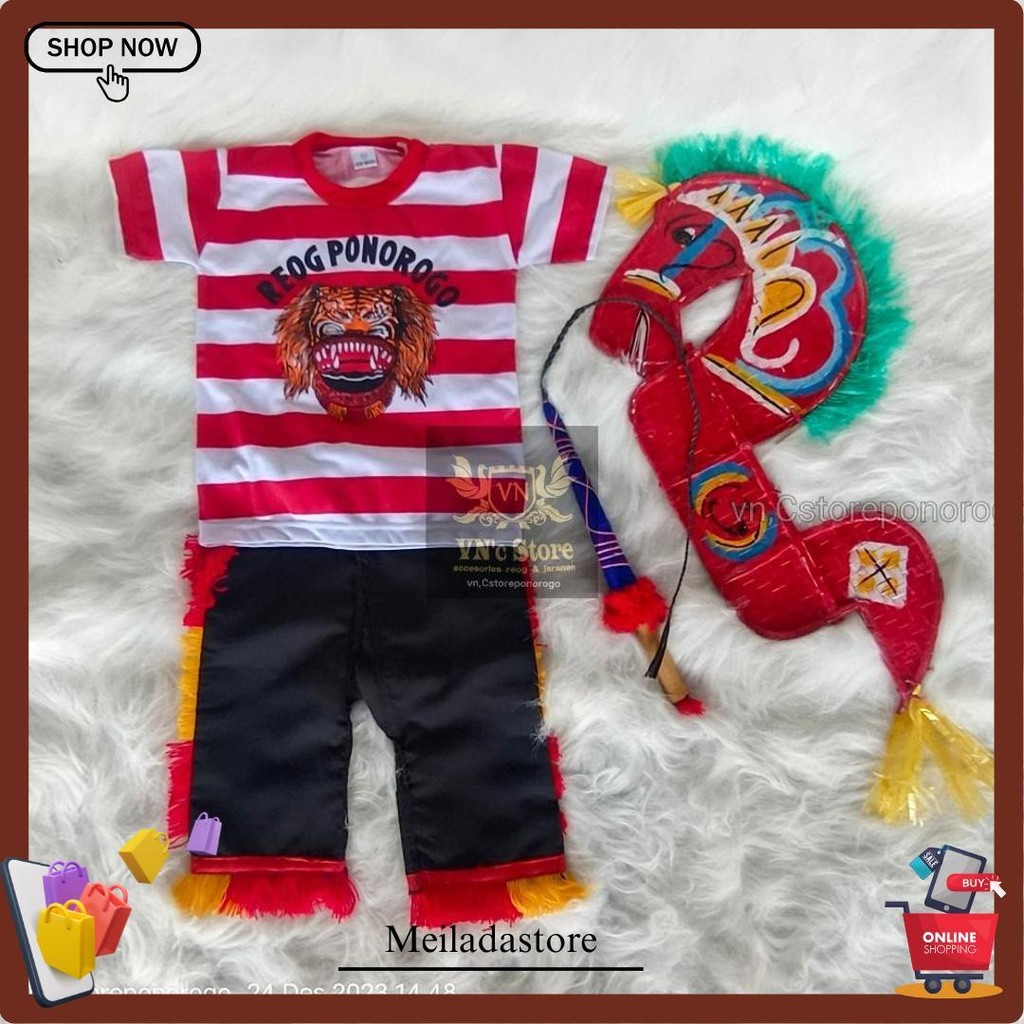 Setelan Jaranan Anak Fulset/ Kaos Reog / Kaos Sakera / Kaos Jaranan / Kaos Barong / Kaos Sunda / Pon