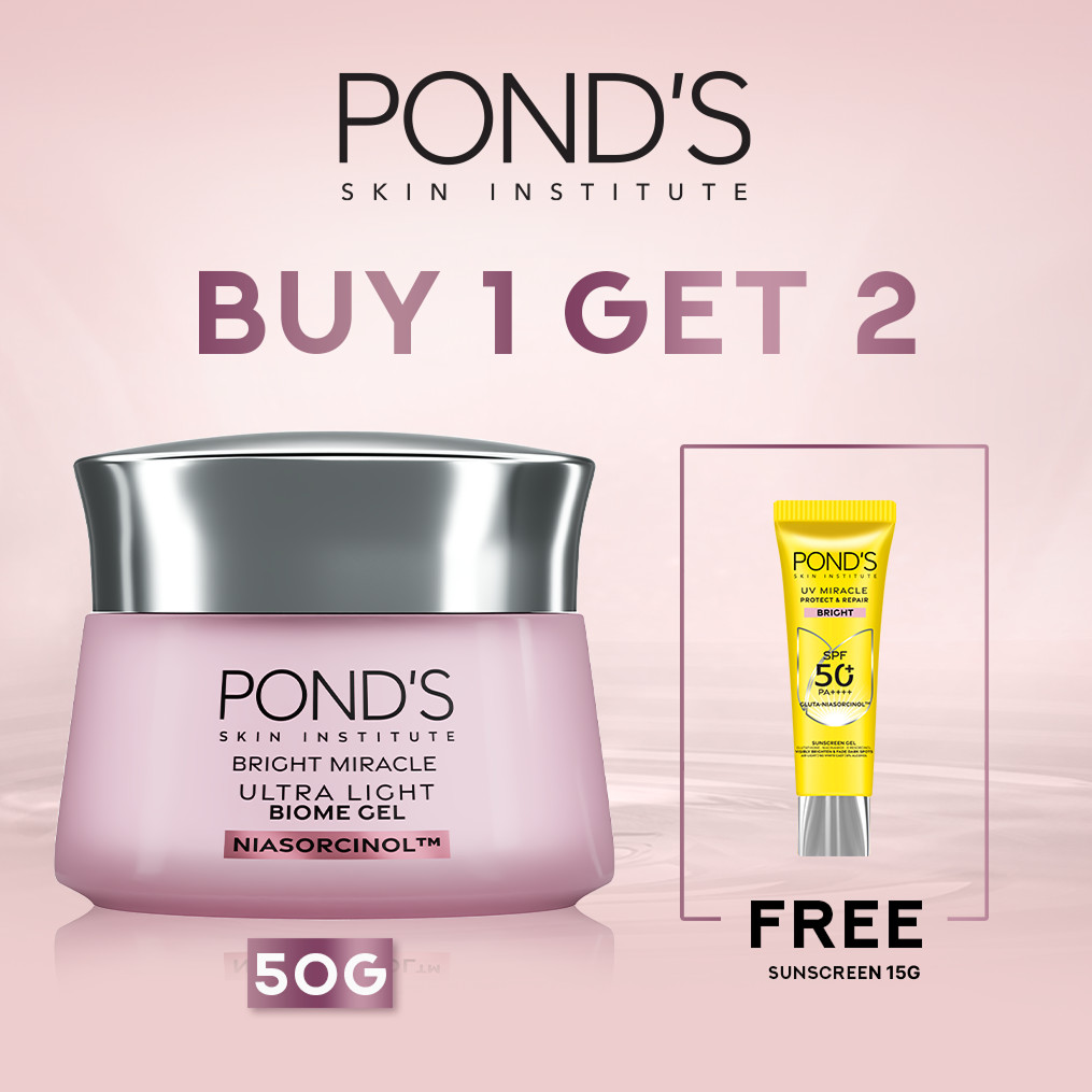 [HARGA SPESIAL] Buy PONDs Ultra Light Biome Gel Brightening Moisturizer 50gr Free PONDS UV Miracle B