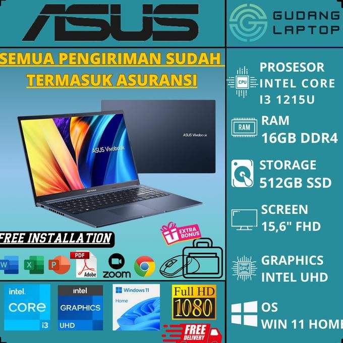 Laptop asus vivobook 15 f1502za intel i3 1220p 8gb 512gb fhd bl win11 BIMS