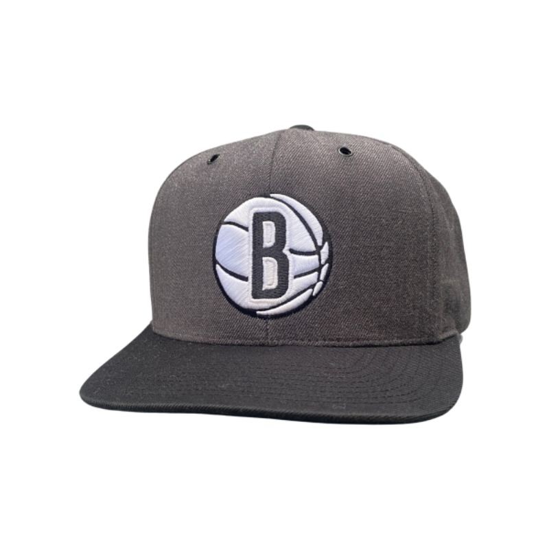 Topi Snapback Mitchell and Ness Brookyln Nets Grey Black OSFA Second Original Murah