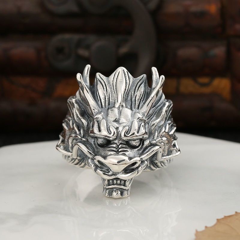 Faucet Domineering Personalized Dragon King Open Ring for Men