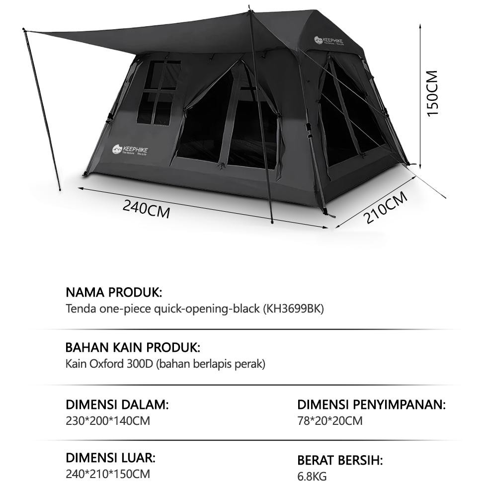 BNH KEEPHIKE Tenda Lipat Tenda Lipat Outdoor Otomatis Portabel Anti Angin Dan Hujan Berbentuk Rumah 